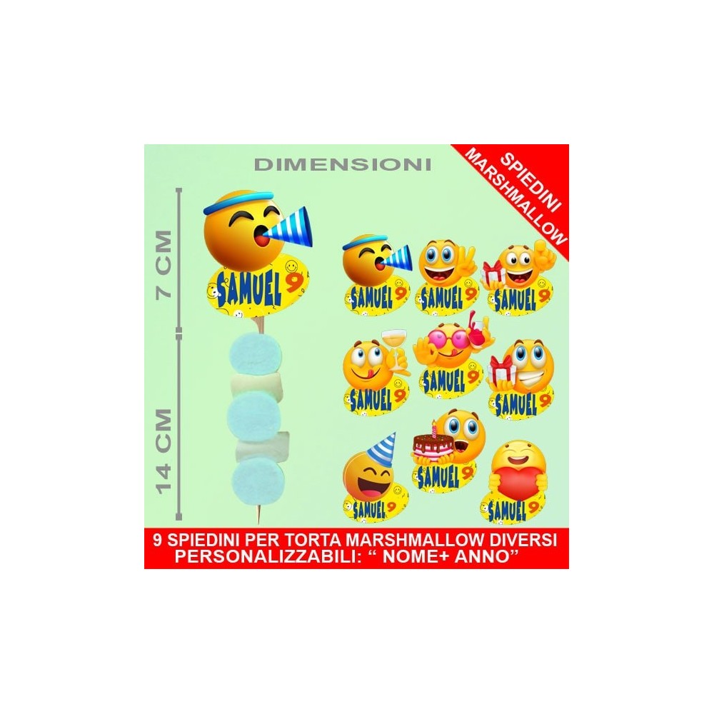 12 Porta pop corn emoticons - emoji in cartoncino