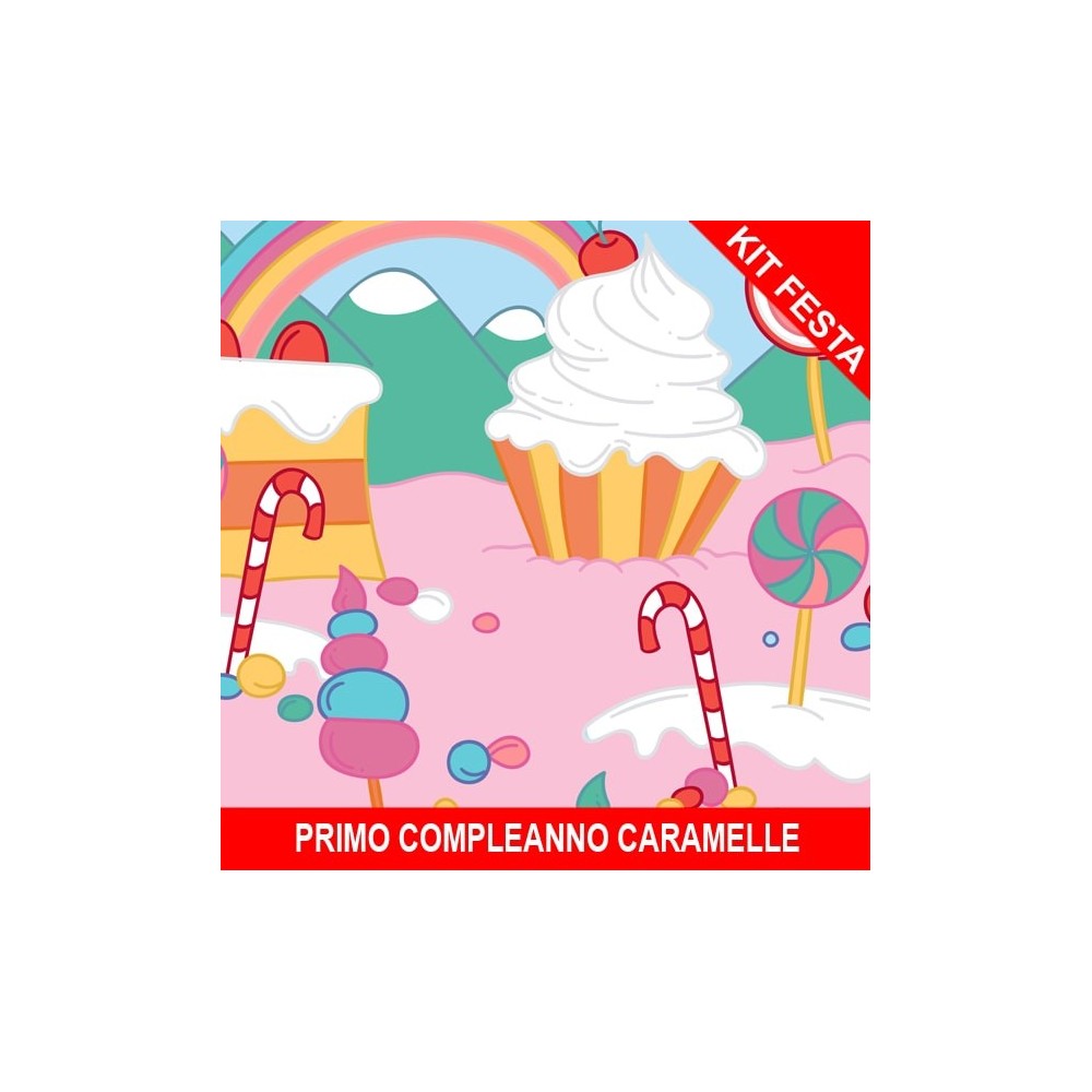 Kit festa personalizzato primo compleanno Caramelle