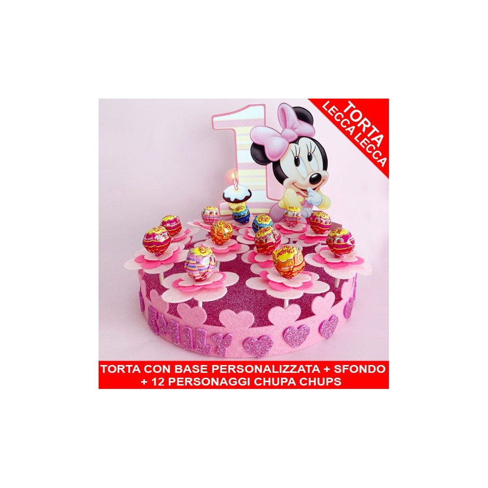 Torta di compleanno con cake topper di Minnie 