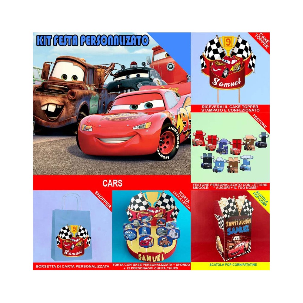 Kit festa personalizzato Cars - party kit compleanno personalizzato
