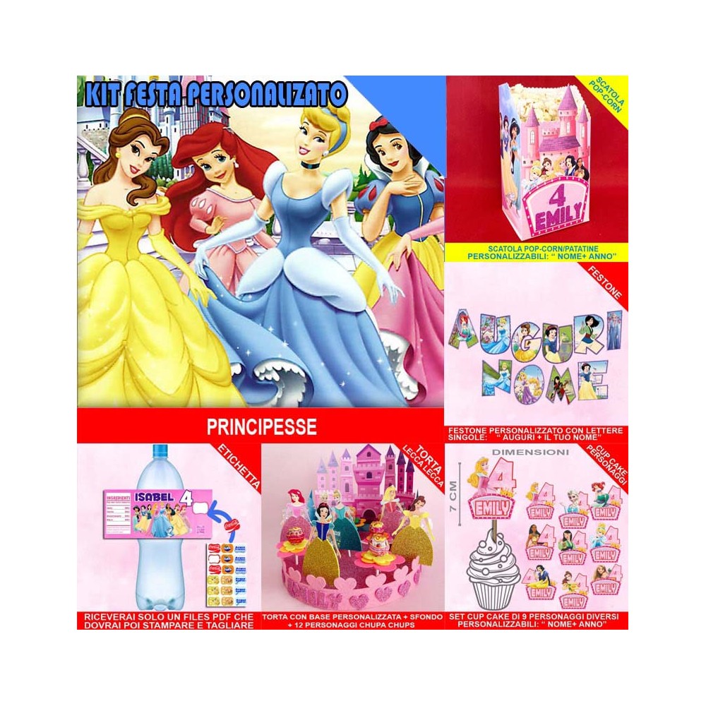 Kit festa personalizzato Principesse Disney