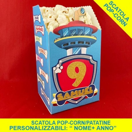 Scatola Popcorn personalizzata tema Paw Patrol