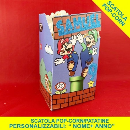 Scatola Popcorn personalizzata tema Super Mario