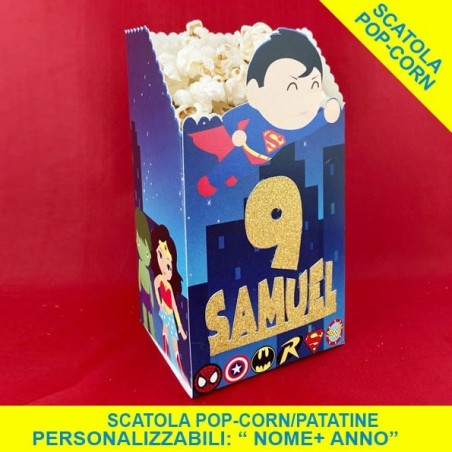 Scatola Popcorn personalizzata tema Super Eroi