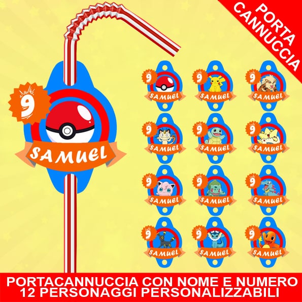 Festone Pokémon Happy Birthday personalizzabile con l'età